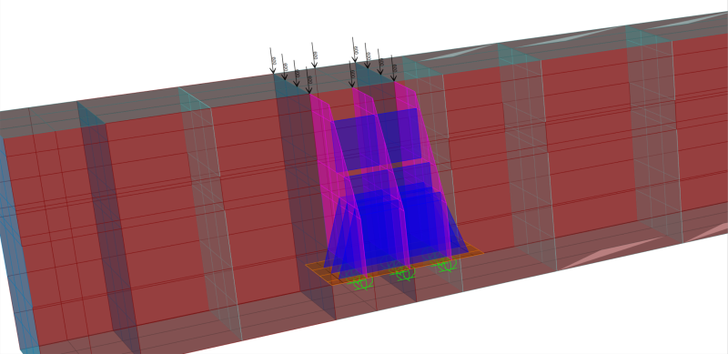 Mô phỏng ứng suất cục bộ tại vị trí gắn Bracket của Loading Beam trong quá trình thẩm tra chịu lực