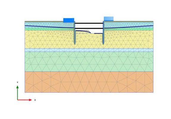 Mô hình tính toán kiểm tra chuyển vị tường vây