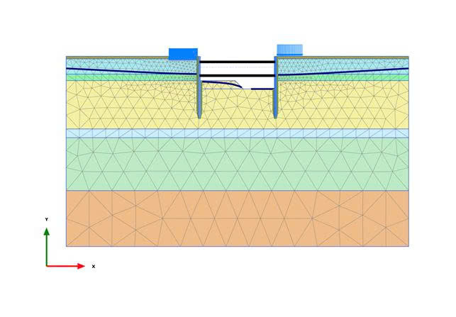 Mô hình tính toán kiểm tra chuyển vị tường vây