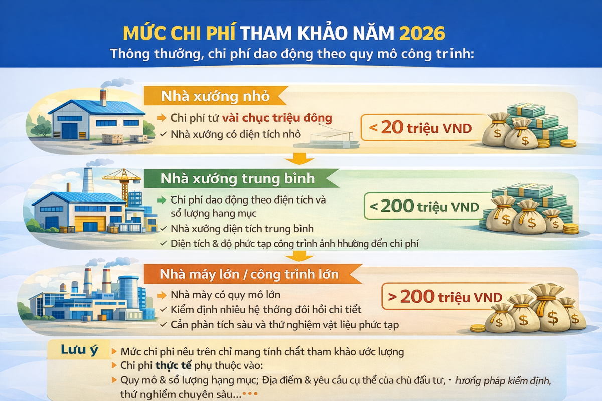 Quy trình kiểm định và cấp giấy chứng nhận an toàn chịu lực nhà xưởng năm 2026.
