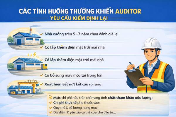 Quy trình kiểm định và cấp giấy chứng nhận an toàn chịu lực nhà xưởng theo quy định 2026.