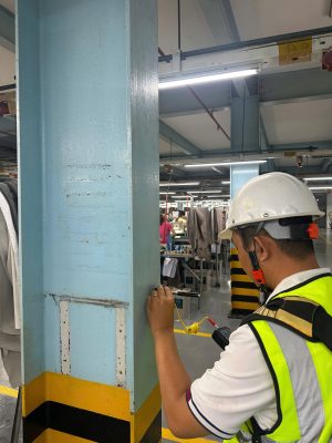 Kiểm định cấu kiện cột thép trong nhà xưởng đang vận hành