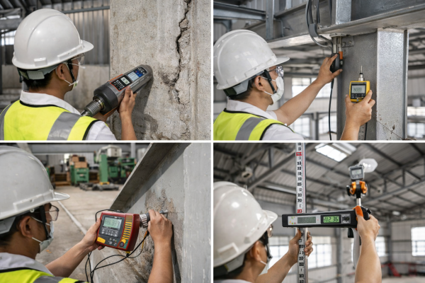 Thí nghiệm vật liệu khi kiểm định nhà xưởng