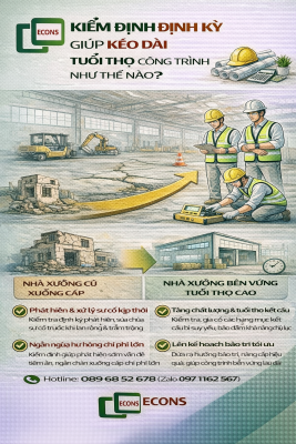 kiểm định định kỳ giúp kéo dài tuổi thọ công trình bằng cách phát hiện sớm hư hỏng và bảo trì kết cấu nhà xưởng