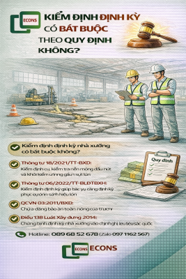 kiểm định định kỳ nhà xưởng có bắt buộc theo quy định không và các căn cứ pháp lý liên quan đến an toàn công trình