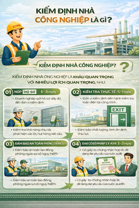 Kiểm định nhà công nghiệp là gì – quy trình và lợi ích kiểm định nhà xưởng ECONS