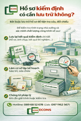 hồ sơ kiểm định nhà xưởng có cần lưu trữ không và lý do phải lưu trữ hồ sơ kiểm định để phục vụ kiểm tra pháp lý và bảo trì công trình