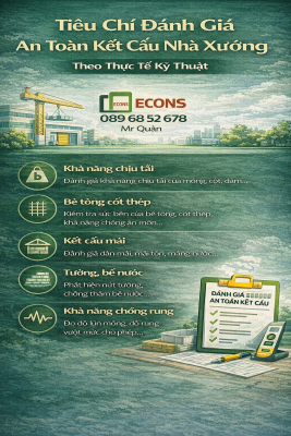 Tiêu chí đánh giá an toàn kết cấu nhà xưởng theo thực tế kỹ thuật gồm khả năng chịu tải, bê tông cốt thép và kết cấu mái