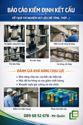 Báo cáo kiểm định kết cấu nhà xưởng Econs với kết quả thí nghiệm bê tông, thép và đánh giá khả năng chịu lực công trình