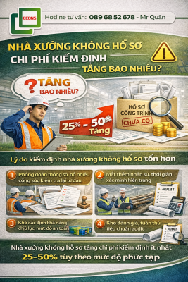 Nhà xưởng không có hồ sơ hoàn công thì chi phí kiểm định tăng bao nhiêu và các yếu tố ảnh hưởng chi phí kiểm định