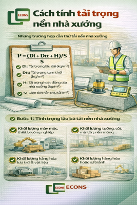 cách tính tải trọng nền nhà xưởng với công thức và các yếu tố ảnh hưởng như tải trọng lâu dài tải tạm thời và diện tích nền