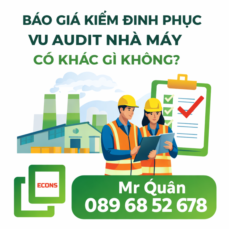 Báo giá kiểm định nhà xưởng phục vụ audit nhà máy Econs – tư vấn Mr Quân 089 68 52 678