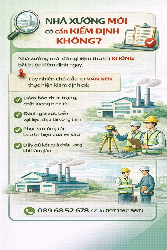 Nhà xưởng cũ có bắt buộc kiểm định không theo quy định và khi nào cần kiểm định để đảm bảo an toàn