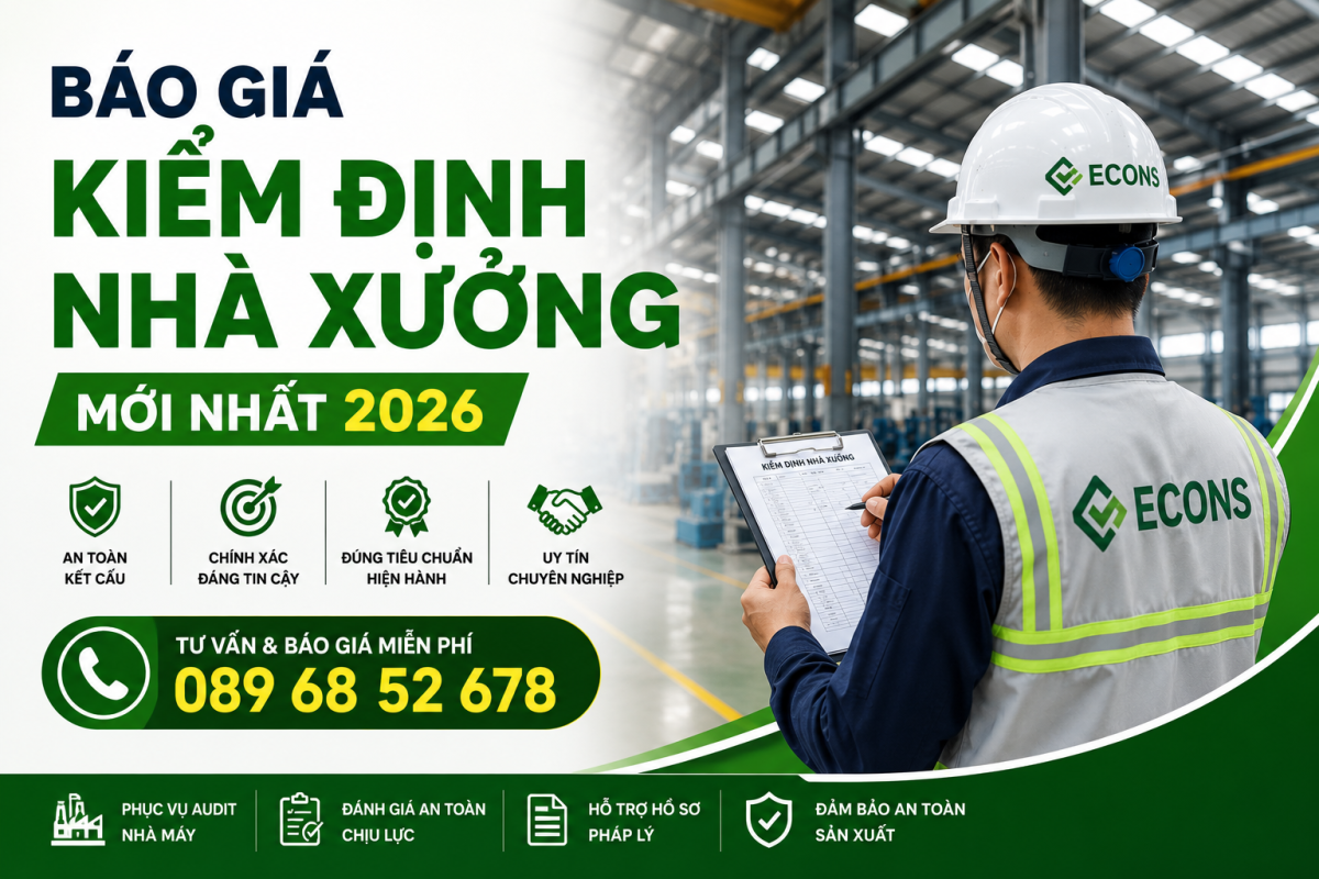 áo giá kiểm định nhà xưởng mới nhất 2026 cho audit nhà máy và kiểm định chịu lực