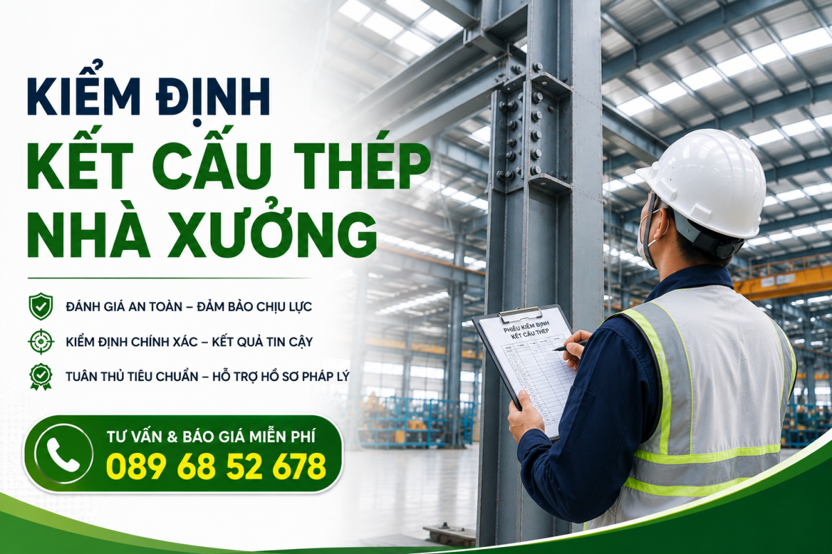 Kiểm định kết cấu thép nhà xưởng đảm bảo an toàn chịu lực công trình