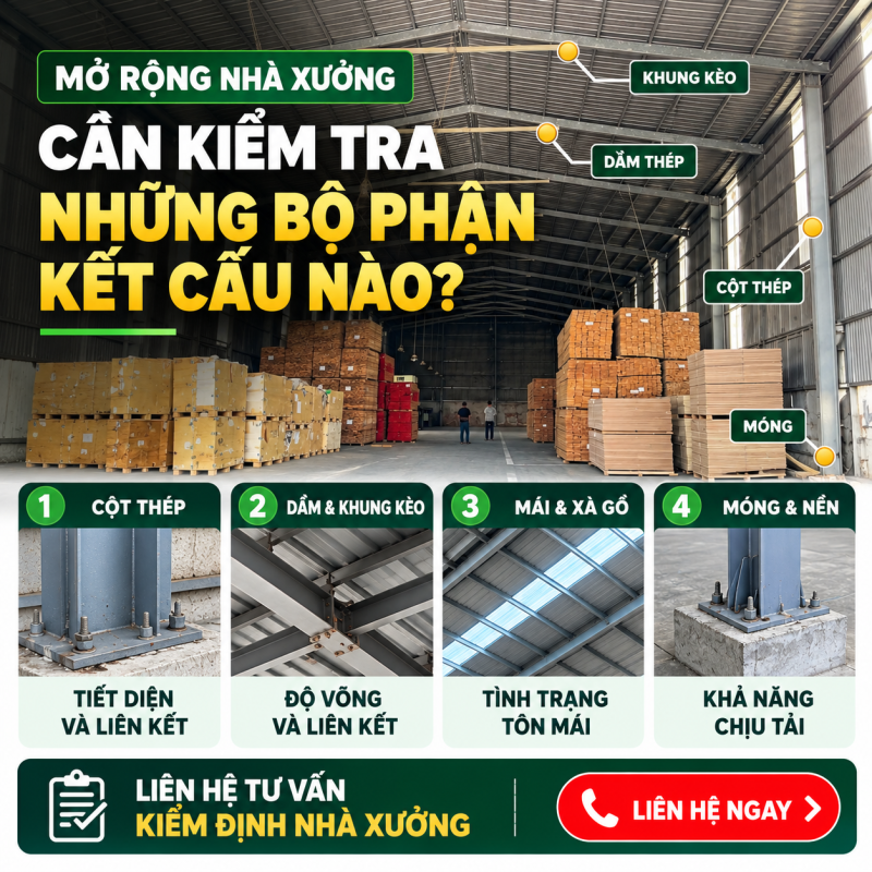 Những bộ phận kết cấu nào cần kiểm tra trước khi mở rộng?